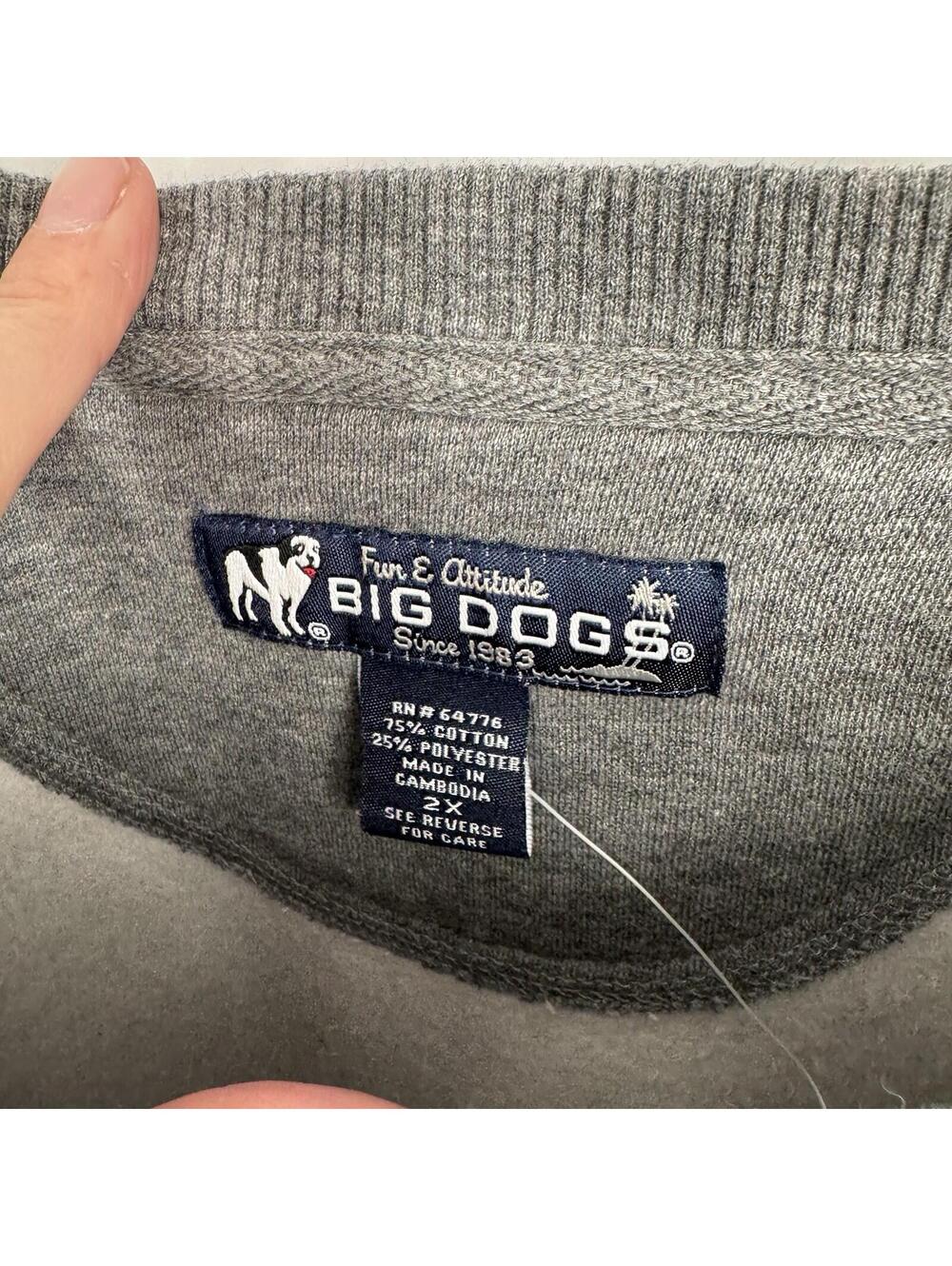 Vintage 90s Y2k Big Dogs sweatshirt mens 2x gray pullover crewneck cotton casual - Picture 4 of 5
